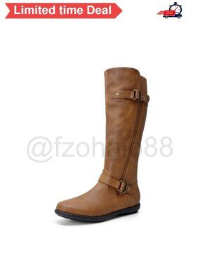 Faux Fur Lined Knee High Winter Boots Faux Leather Side Zip Flat Snow Boots